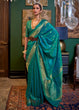 Load image into Gallery viewer, Peacock Blue Handloom Woven Banarasi Silk Saree Clothsvilla