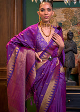 Load image into Gallery viewer, Indigo Purple Handloom Woven Banarasi Silk Saree Clothsvilla