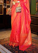 Load image into Gallery viewer, Orange &amp; Pink Handloom Woven Banarasi Silk Saree Clothsvilla