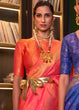 Load image into Gallery viewer, Orange &amp; Pink Handloom Woven Banarasi Silk Saree Clothsvilla