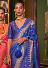 Load image into Gallery viewer, Admiral Blue Blue Handloom Woven Banarasi Silk Saree Clothsvilla