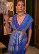 Load image into Gallery viewer, Admiral Blue Blue Handloom Woven Banarasi Silk Saree Clothsvilla