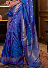 Load image into Gallery viewer, Admiral Blue Blue Handloom Woven Banarasi Silk Saree Clothsvilla