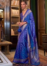 Load image into Gallery viewer, Admiral Blue Blue Handloom Woven Banarasi Silk Saree Clothsvilla