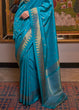Load image into Gallery viewer, Cerulean Blue Handloom Woven Banarasi Silk Saree Clothsvilla