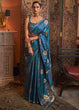 Load image into Gallery viewer, Cobalt Blue Copper Zari Woven Satin Silk Saree Clothsvilla