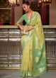 Load image into Gallery viewer, Blonde Yellow Woven Linen Silk Saree with Contrast Border &amp; Pallu Clothsvilla