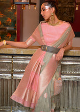 Load image into Gallery viewer, Trout Grey Woven Linen Silk Saree with Contrast Border &amp; Pallu Clothsvilla