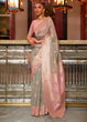 Load image into Gallery viewer, Trout Grey Woven Linen Silk Saree with Contrast Border &amp; Pallu Clothsvilla