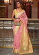 Load image into Gallery viewer, Flamingo Pink Woven Linen Silk Saree with Contrast Border &amp; Pallu Clothsvilla