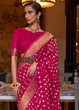 Load image into Gallery viewer, Magenta Pink Copper Zari Woven Banarasi Khaddi Silk Saree Clothsvilla