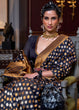 Load image into Gallery viewer, Space Blue Copper Zari Woven Banarasi Khaddi Silk Saree Clothsvilla