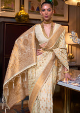Load image into Gallery viewer, Beige Brown Copper Zari Woven Banarasi Khaddi Silk Saree Clothsvilla