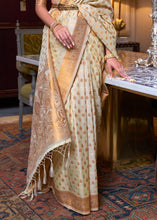 Load image into Gallery viewer, Beige Brown Copper Zari Woven Banarasi Khaddi Silk Saree Clothsvilla