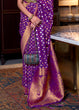 Load image into Gallery viewer, Irish Purple Copper Zari Woven Banarasi Khaddi Silk Saree Clothsvilla