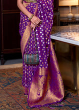 Load image into Gallery viewer, Irish Purple Copper Zari Woven Banarasi Khaddi Silk Saree Clothsvilla