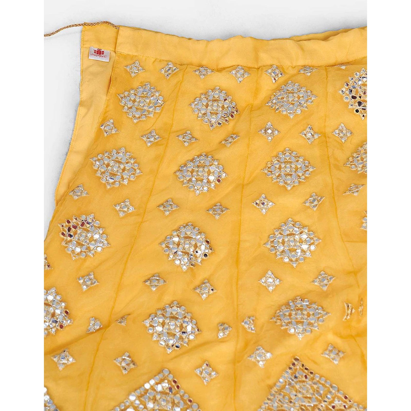 Mastrud Yellow Thread and Foil Mirror Cutwork Lehenga choli ClothsVilla