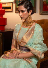 Load image into Gallery viewer, Pastel Green Copper Zari Handloom Woven Silk Saree Clothsvilla