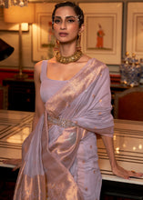 Load image into Gallery viewer, African Purple Copper Zari Handloom Woven Silk Saree Clothsvilla