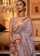 Load image into Gallery viewer, African Purple Copper Zari Handloom Woven Silk Saree Clothsvilla
