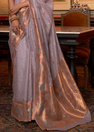 African Purple Copper Zari Handloom Woven Silk Saree Clothsvilla