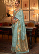 Load image into Gallery viewer, Blizzard Blue Copper Zari Handloom Woven Silk Saree Clothsvilla