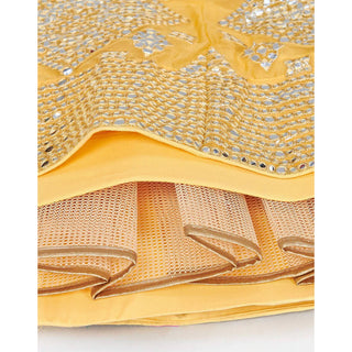 Mastrud Yellow Thread and Foil Mirror Cutwork Lehenga choli ClothsVilla
