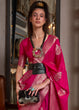 Load image into Gallery viewer, Cerise Pink Woven Khaddi Georgette Silk Saree Clothsvilla