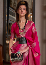 Load image into Gallery viewer, Cerise Pink Woven Khaddi Georgette Silk Saree Clothsvilla