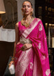 Load image into Gallery viewer, Hot Pink Woven Khaddi Georgette Silk Saree Clothsvilla