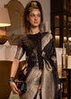 Load image into Gallery viewer, Raven Black Woven Khaddi Georgette Silk Saree Clothsvilla