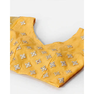Mastrud Yellow Thread and Foil Mirror Cutwork Lehenga choli ClothsVilla