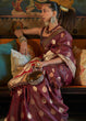 Load image into Gallery viewer, Pecan Brown Tanchoi Handloom Woven Satin Silk Saree Clothsvilla