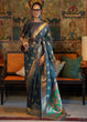 Load image into Gallery viewer, Prussian Blue Tanchoi Handloom Woven Satin Silk Saree Clothsvilla