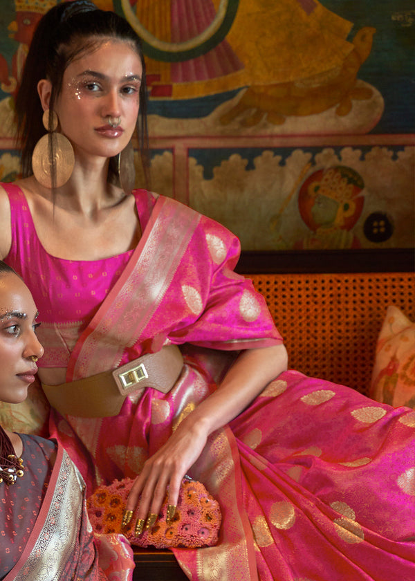 Shades Of Brown Tanchoi Handloom Woven Satin Silk Saree Clothsvilla