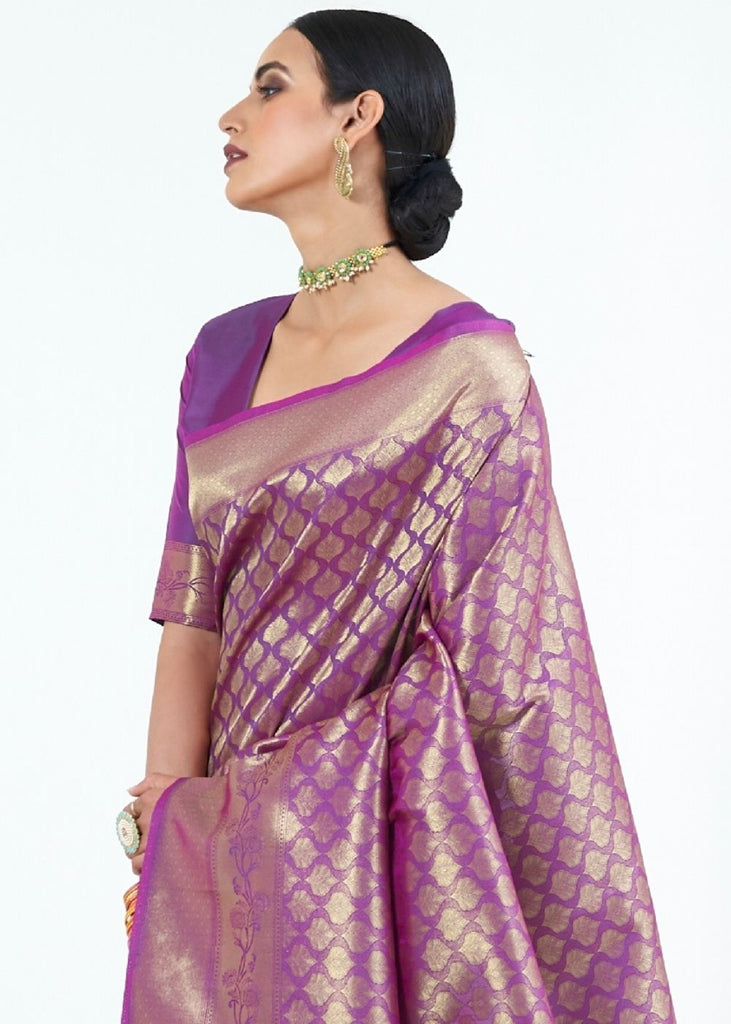 Irish Purple Woven Kanjivaram Silk Saree : Limited Edition Clothsvilla