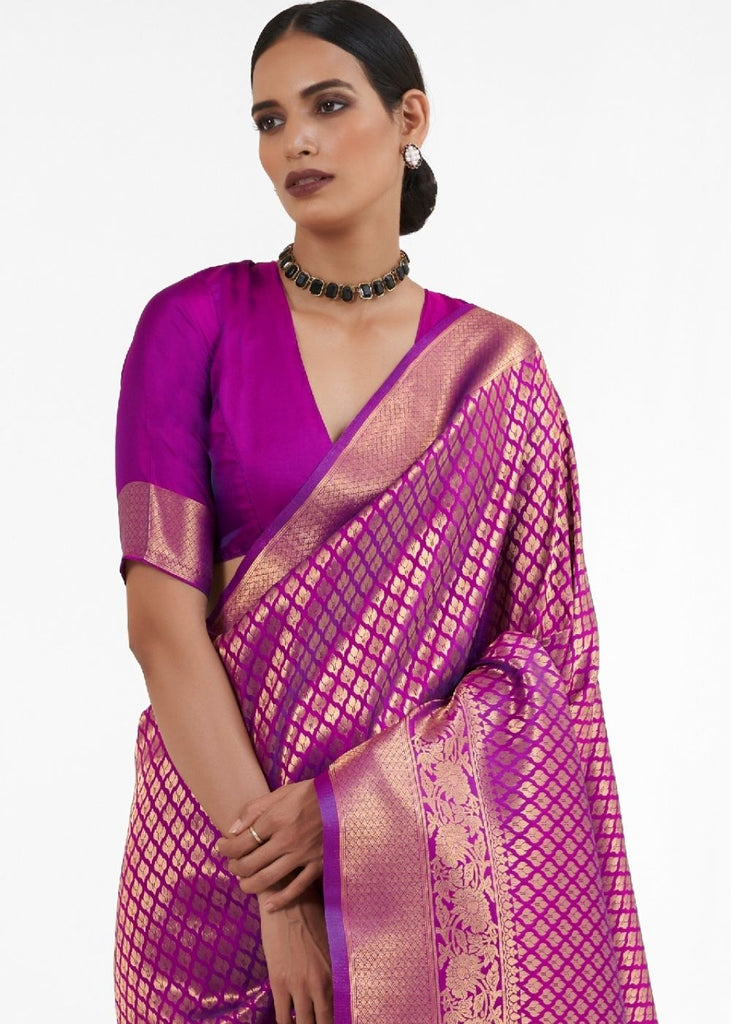 Lollipop Purple Kanjivaram Soft Woven Silk Saree Clothsvilla