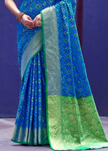 Load image into Gallery viewer, Cerulean Blue Woven Patola Silk Saree Clothsvilla
