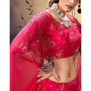 Red Ribbon Georgette Fabrics Lehenga choli ClothsVilla