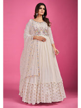 Load image into Gallery viewer, White Pure Georgette Embroidered Gown Clothsvilla