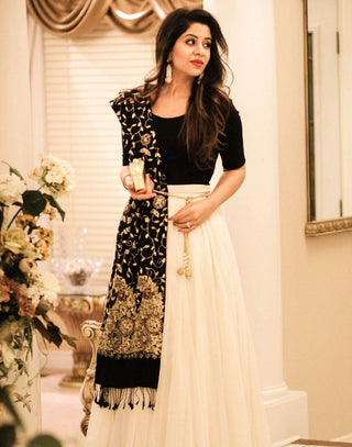 Hot Selling Designer Black and Off White lehenga ClothsVilla