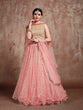 Load image into Gallery viewer, Peach  Soft Net Seqins Semi Stitched Lehenga With  Unstitched Blouse Clothsvilla