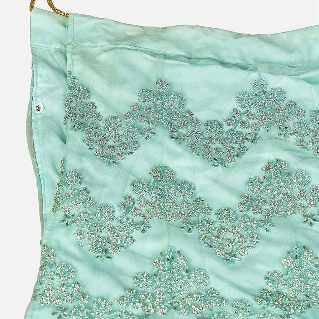 Summer Green Soft Net Embroidery and Zaken Work Lehenga choli ClothsVilla