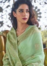 Load image into Gallery viewer, Mint Green Zari Woven Designer Silk Saree Clothsvilla