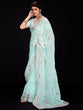 Load image into Gallery viewer, Blue Georgette Embroidered Saree With Unstitched Blouse Clothsvilla
