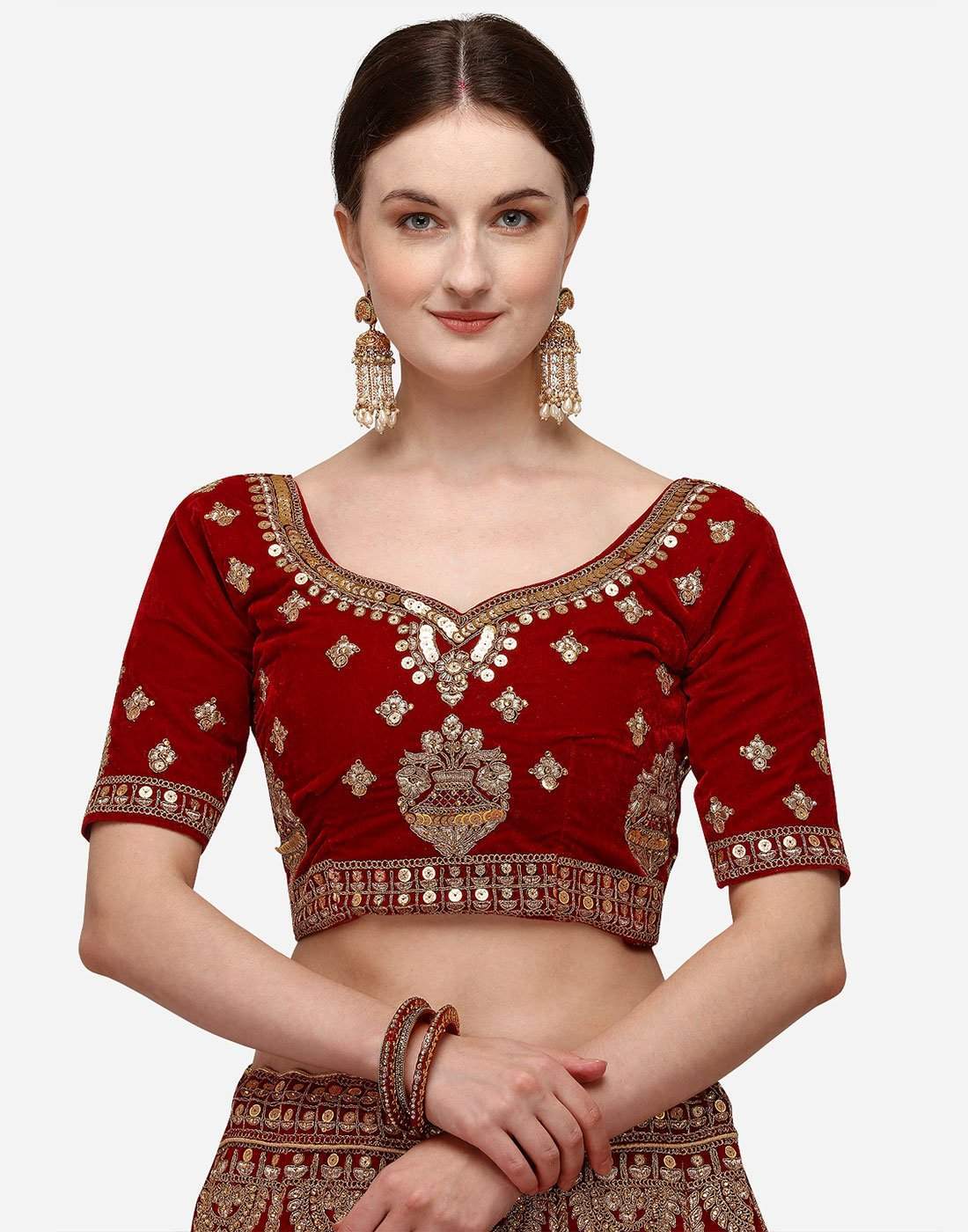 Heavy Bridal Lehenga Choli with Dual Sandwich Sequins Work ClothsVilla
