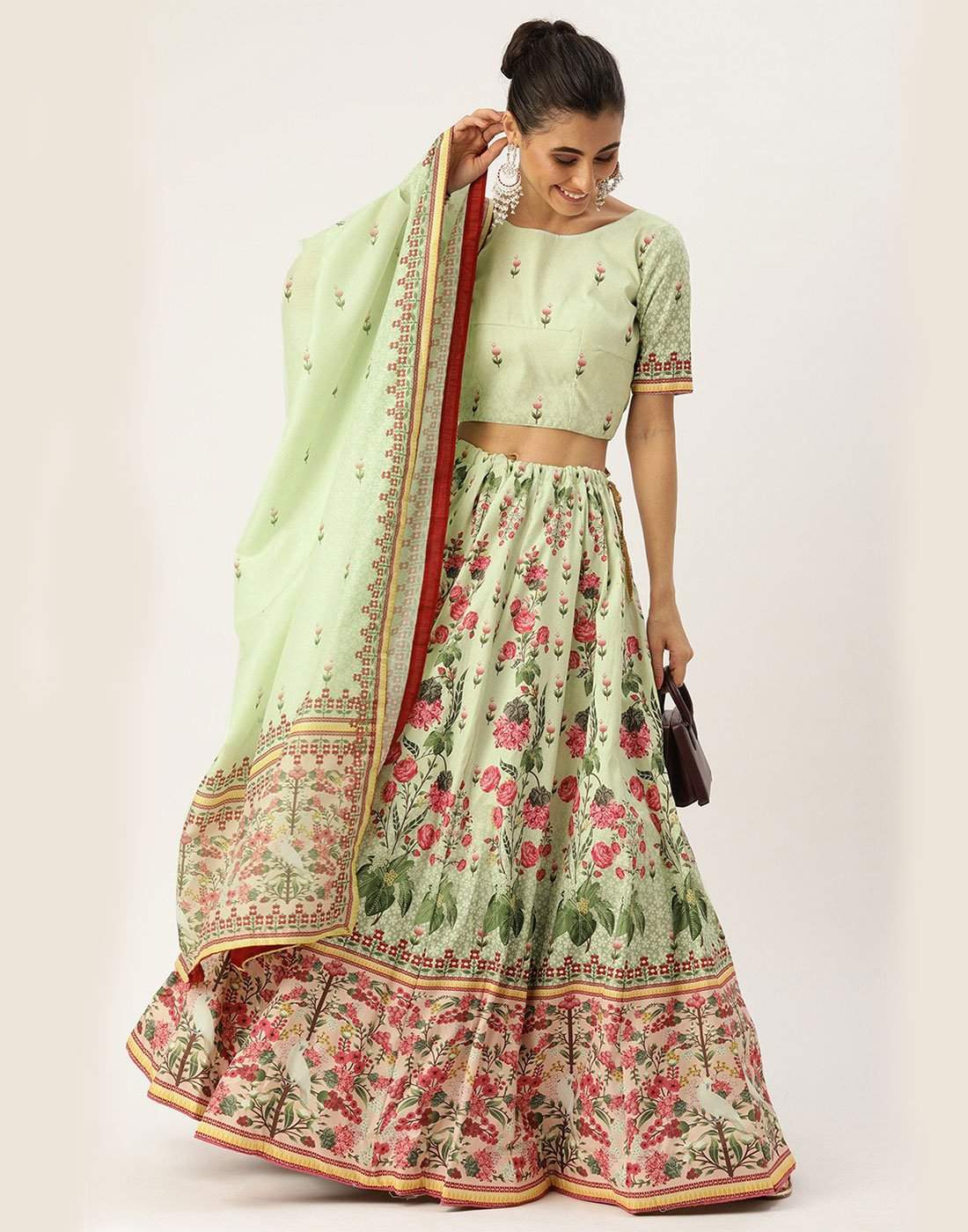 Light Green Colored Vaishali Silk Lehenga Choli ClothsVilla