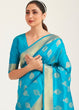 Load image into Gallery viewer, Olympic Blue Zari Butta Woven Banasari Silk Saree Clothsvilla
