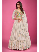 Load image into Gallery viewer, White Chinon Silk Embroidered Gown Clothsvilla