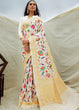 Load image into Gallery viewer, Off White Silk Floral Woven Saree Clothsvilla